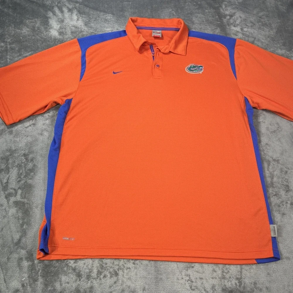 Florida Gators‎ Polo Shirt Mens XL Orange Waffle Knit Nike Football NCAA Fit Dry
